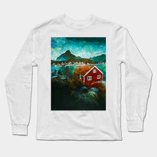 Aurora lights in Lofoten island Long Sleeve T-Shirt